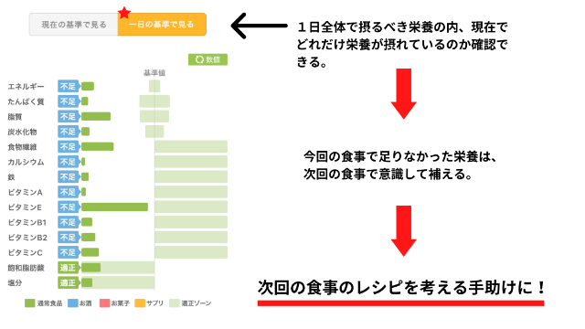 ある日の１日の栄養グラフ