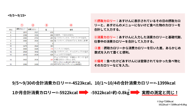 カロリー管理シート